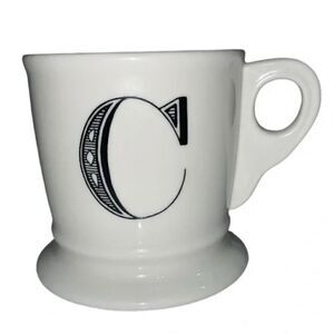 Anthropologie White Monogram C Pedestal Mug